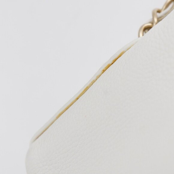 CHANEL White Lambskin Leather Logo Shoulder Bag - Picture 6 of 12